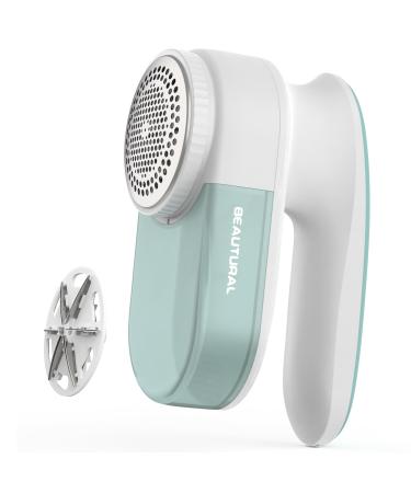 BEAUTURAL Fabric Shaver and Lint Remover Rechargeable Sweater Defuzzer with 2 Speeds 1 Replaceable 6-Leaf Blade Remove Fuzz Lint Balls Pills Bobbles for Clothes and Furniture Green