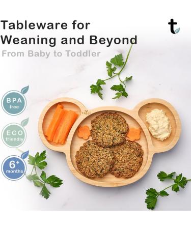 Tiggi Bamboo Baby Suction Plate - Complete Weaning Set | BPA-Free | Eco-Friendly Bamboo | Easy Feeding | Mouse Blue - Buy Online on GoSupps.com