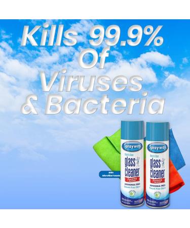 Sprayway Glass Cleaner Pack of 2 with Bonus Microfiber Cleaning Cloth - 19oz Can - Buy Online on GoSupps.com