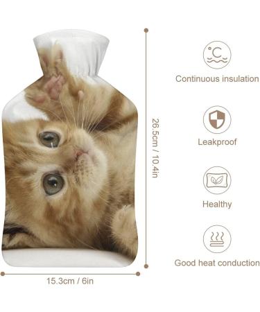 Cute Kitten Hot Water Bottle with Plush Cover - Hand Warmer for Adults & Kids (26.5x15.3cm) | International Shipping Available - Buy Online on GoSupps.com
