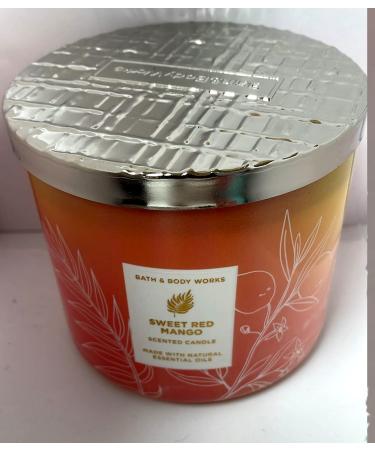 Bath & Body Works White Barn 3-Wick Candle w/Essential Oils - 14.5 oz - 2022 Spring Scents! (Sweet Red Mango)