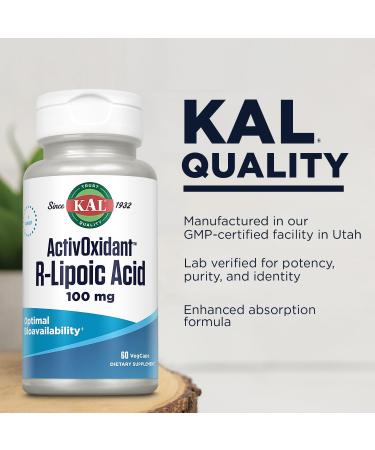 Kal Alpha Lipoic Acid 100mg - Vegan Gluten-Free Dietary Supplement | 60 Capsules for Energy Metabolism | Laboratory Tested | Non-GMO - Buy Online on GoSupps.com