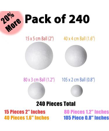 240 Pack Styrofoam Craft Balls for DIY Arts and Crafts - 4 Sizes - School and Home Projects - Buy Online on GoSupps.com