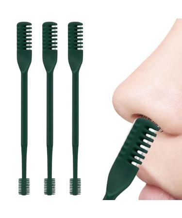 Fellflying Nose hair trimmer for women double head nose hair trimmer 3 parts 360 degree rotating shaver for care cutting and shaving dark green