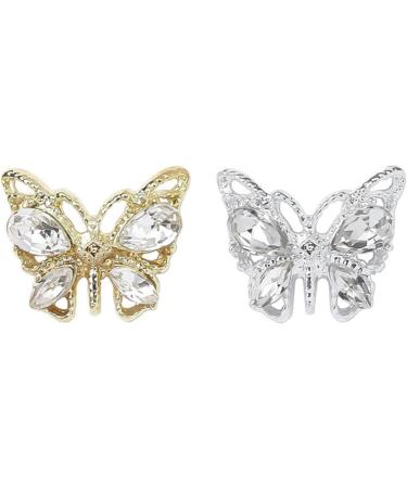 VONNST Nail Decorations 10Pcs Alloy Butterfly Metal Butterfly 3D Gold Silver Charm Jewelry X588 - Buy Online on GoSupps.com
