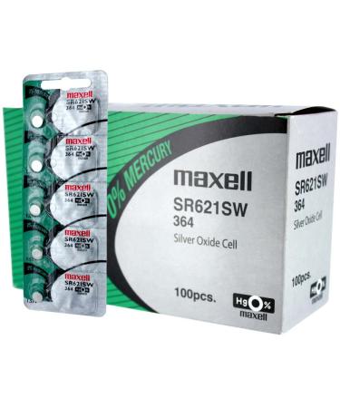 100 pcs Maxell SR621SW SR60 SG1 364 Silver Oxide Watch Battery