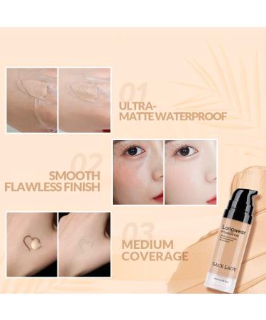 SACE LADY 2Pcs Face Make Up Set - Flawless Matte Foundation & Oil Control Pressed Powder for Lasting Coverage - Waterproof Natural Cosmetics Kit - Buy Online on GoSupps.com