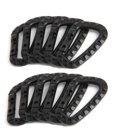 Nxtop Tactical Carabiner Keychain - 10 Pack Hard Polymer Carabiners D Rings Light Weight Spring Snap Gear Clip Utility Hooks Backpack Hanging Buckle for Outdoor Travelling Camping Hiking Fishing Black