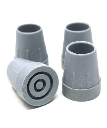 fiXte Heavy Duty Rubber Walking Frame Stick Cane Crutch Ferrule Tips with Metal Washer Installed to fit 25mm Poles (1") Grey (4)