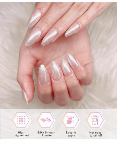 LEDsueei White Chrome Nail Powder Set - 6 Glitter Options for Stunning DIY Nail Art - Shimmering Pearl Effect - Buy Online on GoSupps.com