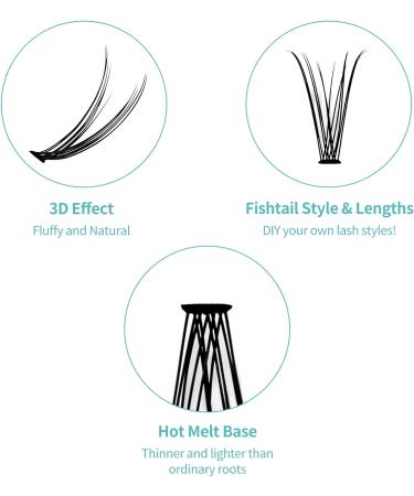 Individual Cluster Lashes C Curl 0.10mm 13mm 120Pcs | Soft 3D Effect DIY Eyelash Extensions - RR-13mm Clusters-YW-0.10-C - Buy Online on GoSupps.com