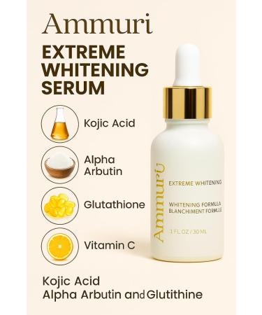 AmmuRi Extreme Whitening Vitamin C Kojic Acid Serum Brightening and Hydrating Facial Serum for Fine Lines and Uneven Skin Tone Set of 2 - Buy Online on GoSupps.com