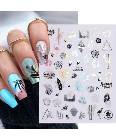 Summer Ocean Nail Art Stickers - 6 Sheets Tropical Palm Tree Decals for Women, Kids, Girls - Self-Adhesive 3D Seashell, Mermaid, Fish Designs - Acrylic Nail Decoration - Buy Online on GoSupps.com