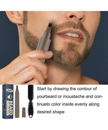 Kagodri Waterproof Beard Filling Pen Kit - Deluxe Beard Filler Brush for Realistic Dark Brown Beard Enhancement & Moustache Coloring - Buy Online on GoSupps.com
