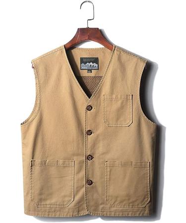 Gihuo Men's Khaki Fishing Vest - Utility Safari Travel & Military Work Vest (Large) - Buy Online on GoSupps.com