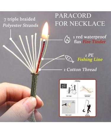 PSKOOK Fire Starter Necklace - Flint and Steel Bushcraft Survival Paracord Necklace for Camping, Hiking, Backpacking - Black - Buy Online on GoSupps.com