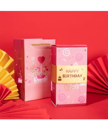 N/A Happy Birthday Surprising Boxes Creative Cards Explosion Gift Box for Relatives Loved Ones Gift 16pcs Bounce Boxes Gift Boxes Gift Bags Pink HAPPY BIRTHDY