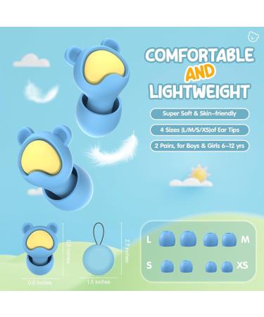 Kids Ear Plugs - Reusable Silicone Noise Canceling Earplugs for Children (6-12 yrs) | 2 Pairs (Pink+Blue) | Perfect for Concerts Travel Study & Noise Sensitivity - Buy Online on GoSupps.com