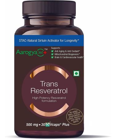 Pure Trans Resveratrol 500 mg with Bio Perine Anti Aging Skin Care Antioxidant Supplement for Heart Health & Daily Immune Support 30 Veg Capsules | for Superior Absorption