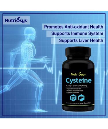 Cysteine 600mg - Immune Support - 90 Vegan Capsules | International Shipping Available - Buy Online on GoSupps.com