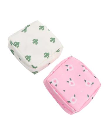 FRCOLOR 2pcs Sanitary Napkin Storage Bag Coin Purse Zipper Period Kit for 10- School Ladies Wallet Mini Coin Purse Holder Bag Storage Bags Oxford Cloth White Portable Travel