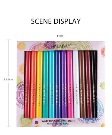 12 Colors Matte Liquid Eyeliner Set - Waterproof Long-Lasting Neon Eyeliner Pencils | Perfect Christmas Makeup Gift for Women - Buy Online on GoSupps.com