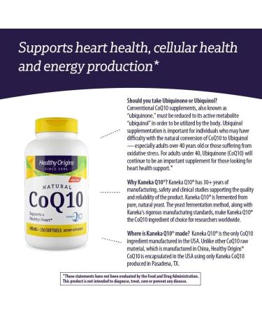 Healthy Origins CoQ10 200 mg - Heart Health & Energy Supplement | Gluten-Free & Non-GMO - 150 Softgels - International Shipping Available - Buy Online on GoSupps.com