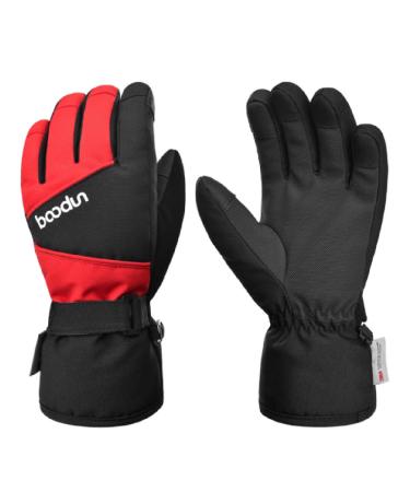TRIWONDER Thermal Fleece Ski Gloves Snowboard Gloves Warm Winter Gloves for Kids B - Black & Red L / XL (9-12 years) - Buy Online on GoSupps.com
