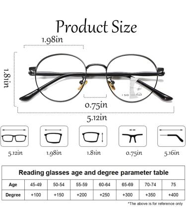 Buy Bezax Oversized Unisex Reading Glasses - Round Frame Progressive Multifocus Blue Light Blocking Gold +1.50 - Ideal for Older Computer Users - Buy Online on GoSupps.com