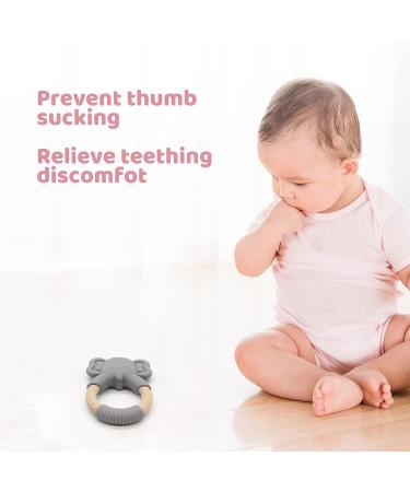 Elephant Baby Teething Toy - Natural Wooden Ring, Food-Grade Silicone, 12+ Months - Buy Online on GoSupps.com
