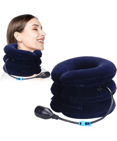 Cervical Neck Traction Device neck pull device neck support neck bandage for neck pain and support for relief for the cervical spine pressure blue