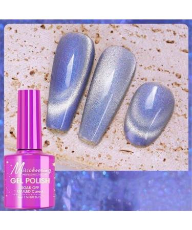 7.5ML Fantasy Gemstone Cat Eye Nail Gel Polish Holographic Semi Permanent Soak Off Sparkling Nail Varnish Aurora UV Gel - (Color: A008)
