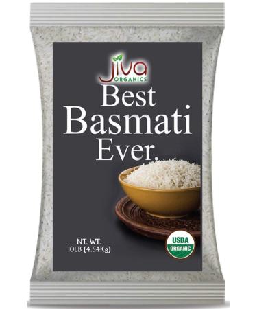 Organic Basmati Rice 10 LB Bag - Pure, Long, Premium Quality from India - By Jiva Organics 10 Pound (Pack of 1)
