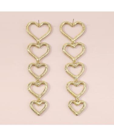 Jumwrit Rhinestone Heart Drop Earrings - Gold Interlocking Dangle Studs for Women/Girls | Hypoallergenic - Buy Online on GoSupps.com