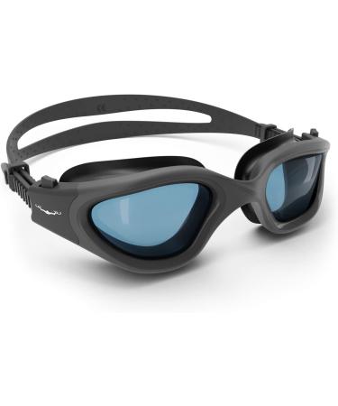 AqtivAqua Wide View Swimming Goggles - All Black Goggles + Silver Case Shade - Buy Online on GoSupps.com