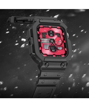amBand Compatible for Apple Watch Band 45mm 44mm 42mm with Bumper Case Rugged Men Bands for Apple Watch SE and iWatch Series 7 6 5 4 3 2 1 Sport Military Protective Cases Drop-Proof Matte Black Black 42mm/44mm/45mm - Buy Online on GoSupps.com