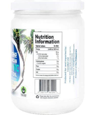 Coco Road Organic Virgin Coconut Oil 500ml - Fair Trade, Glass Jar - Pack of 1 - Buy Online on GoSupps.com