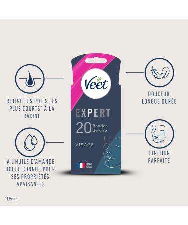 Veet Expert - 20 Strips of Cold Wax Face - Sensitive Skin - Perfect Finish - Long-Lasting Hair Removal - Buy Online on GoSupps.com