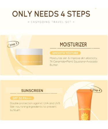 Travel Skin Care Set for Kids Women's Facial Routine Set 4 Piece Gentle Cleansing and Skin Care Kit with Face Cream Cleanser Serum and - Buy Online on GoSupps.com