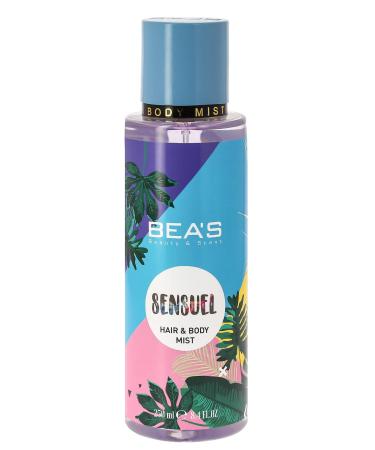 BEA'S Hair & Body Fragrance Mist 8.4 Fl Oz / 250 mL Sensuel Notes of Rose Jasmine Woody floral and fresh scent Almond Coconut Floral Lemon Raspberry Vanilla