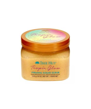TreeHut Tropic Glow Body Shea Sugar Scrub Exfoliator 18 oz - Exfoliating Body Scrub & Mesh Sponge Combo | International Shipping Available - Buy Online on GoSupps.com