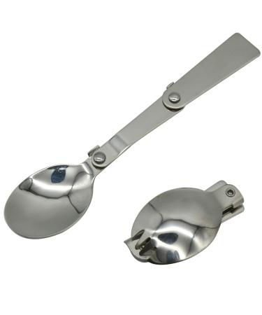 Maydahui Spoon and Fork Foldable Stainless Steel SUS 18/10(304)Salad Spork Portable for Thermos Camping Outdoors(Pack of 2)