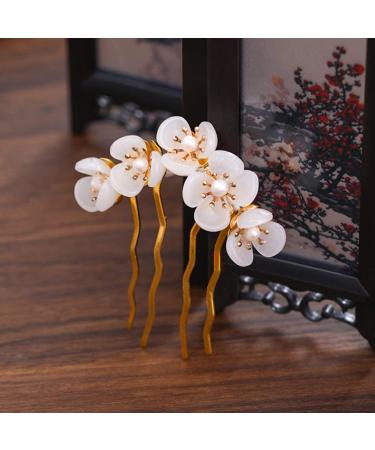 Beaupretty Vintage Jade Flower Hair Sticks Chinese Hair Pins for Women (White) - Buy Online on GoSupps.com