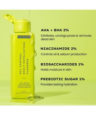 Hy-phen Oil Face Wash | 2% AHA + BHA & Salicylic Acid Cleanser | 2% Niacinamide | Deep Clean for Men & Women | 100 ml - Best International Shipping - Buy Online on GoSupps.com