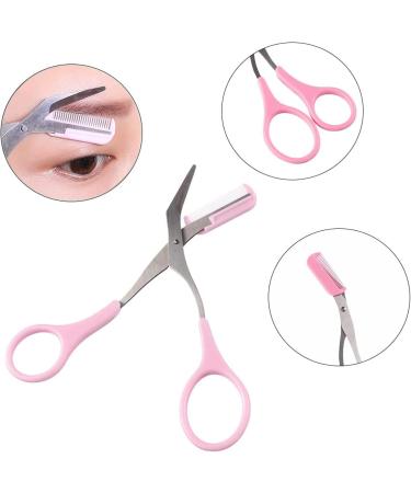 Professional Eyebrow Trimmer Scissors with Comb - Eyebrow & Eyelash Hair Remover Tool for Men and Women - Pink - Buy Online on GoSupps.com