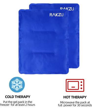 RAKZU 2 Pack Ice Pack for Injuries - Large 14 x 11 Reusable Gel Pack for Hot & Cold Therapy - Flexible Pain Relief for Shoulder, Knee, Back, Hip Aches - Buy Online on GoSupps.com