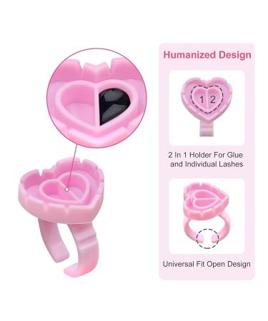 200 Pcs Smart Glue Cups for Eyelash Extensions - Disposable Heart-Shaped Adhesive Holders in Pink | Volume Eyelash Fan Cup - Buy Online on GoSupps.com