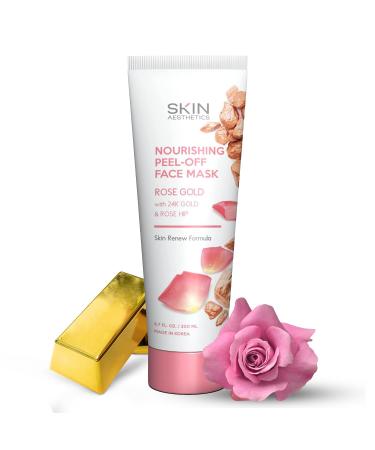 Rose Gold Peel Off Face Mask - Unclogs Pores & Removes Excess Oil Dirt & Blackheads Skin Tghtening Peel Off Mask - Cruelty Free Korean Skin Care For All Skin Types - 6.7 Fl. oz.