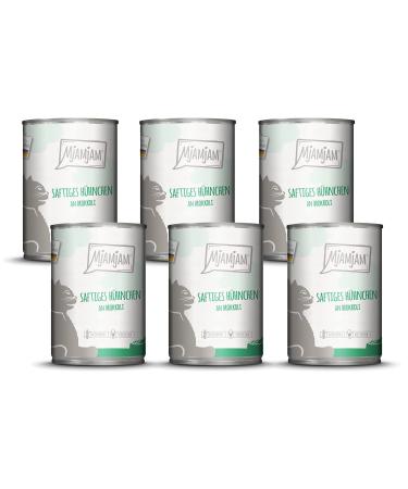 Mjamjam - Premium wet food for cats - juicy chicken on broccoli 6 Pack (6 x 400 g) grain free with extra meat chicken + broccoli 400 g (6 Pack) - Buy Online on GoSupps.com