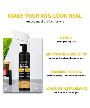 Lace Tint Melting Hair Mousse 6.8 fl oz - Natural Light Brown Lace Color for Women's Hair Wigs, Toupees, and Hairpieces - Buy Online on GoSupps.com